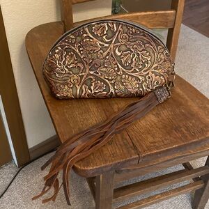 L3 Designs Leather Embossed Leather Taco/Cosmetic Bag & Merrick’s Tassel Bundle